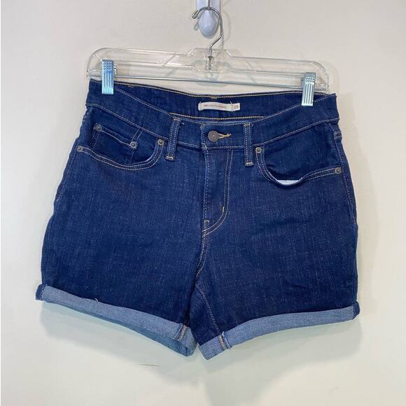 Levis Blue Denim Mid Length Shorts High Rise 28 us Cotton - Picture 7 of 7